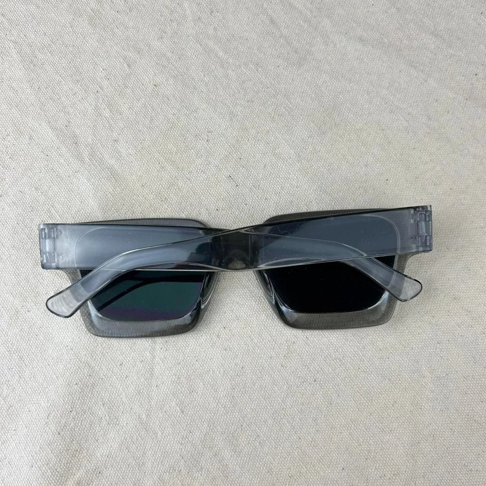 Vintage Y2K surfer style gray squared sunglasses cyber grunge techno